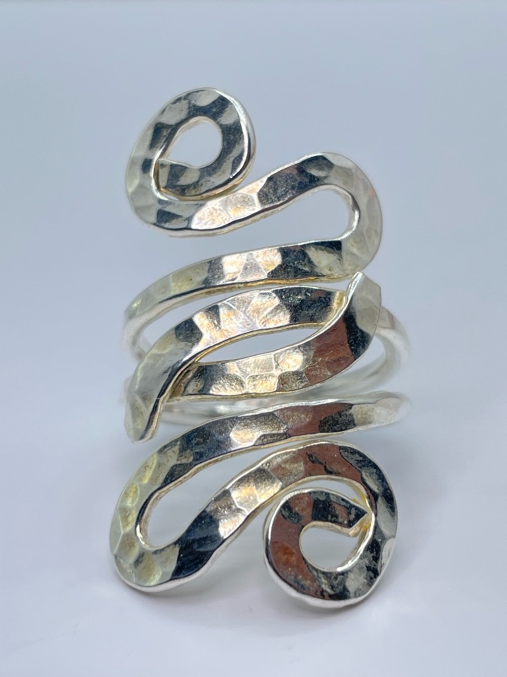 Vintage Taxco Silver Wrap Ring Hammered Statement Bold Southwestern Sz 8.5 - Picture 2 of 8